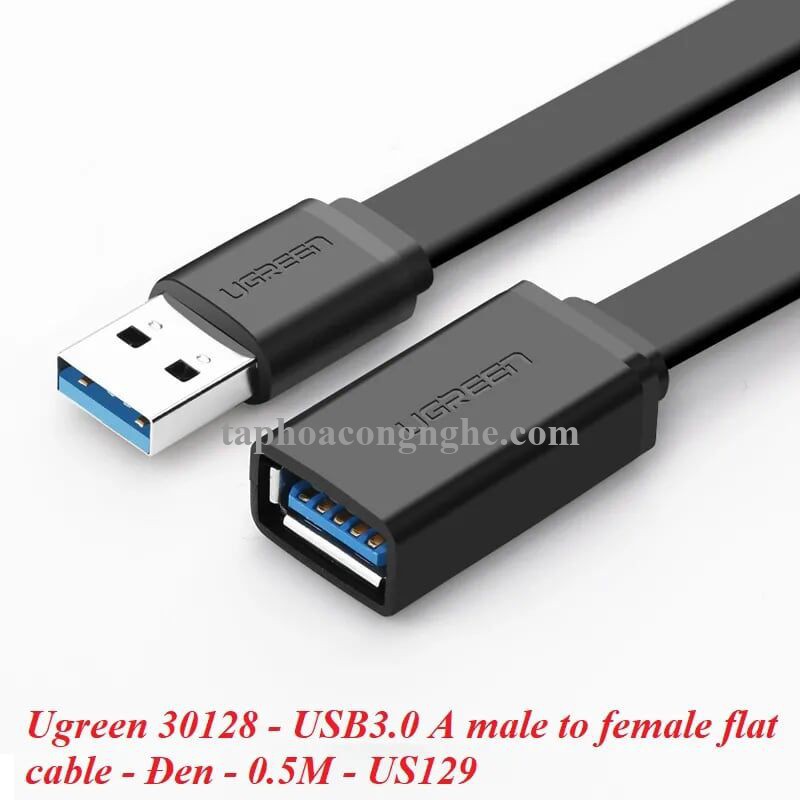 Ugreen 30128 0.5M màu Đen Cáp tín hiệu nối dài USB 3.0 dáng dẹt cao cấp US129 30030128